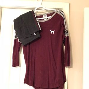 Victoria Secret Pink maroon/grey lounge set